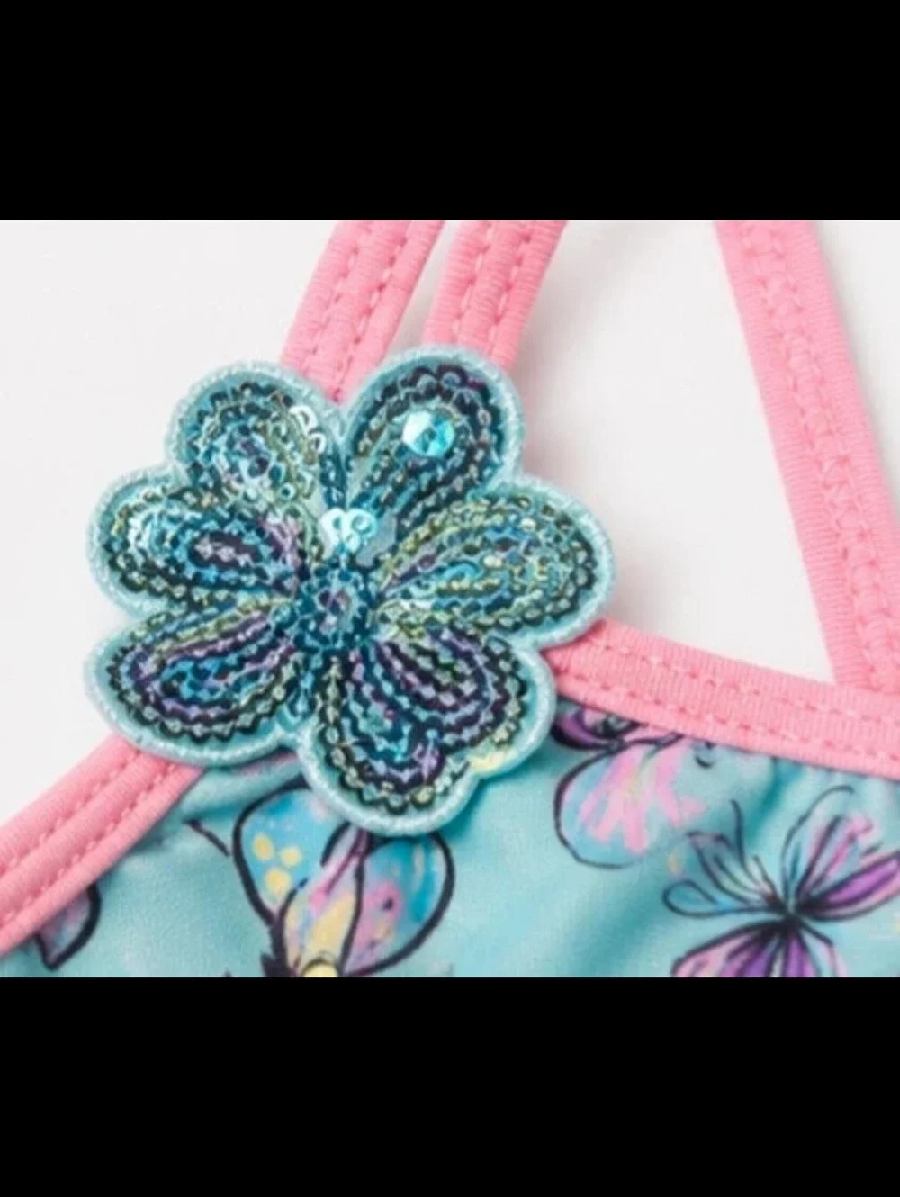 Betsey Johnson Girls 3T Swimsuit, Blue Butterflies